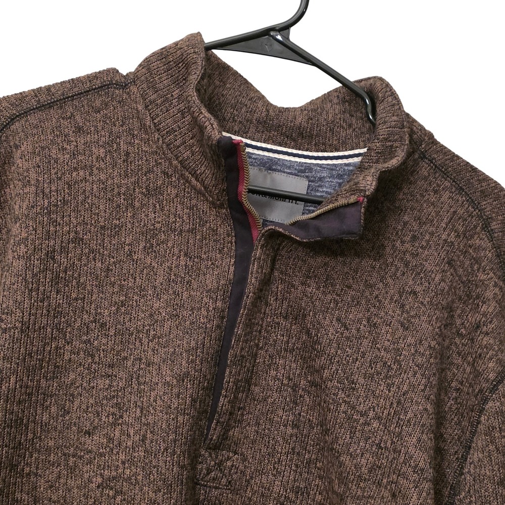 Johnston & Murphy Mens Brown Marled Quarter Zip Sweater Fleece Pullover XXL